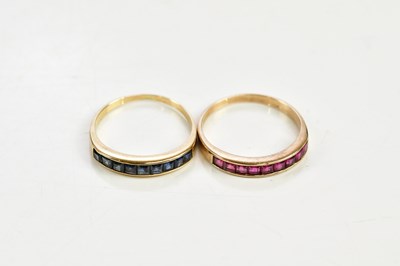 Lot 153 - Two 9ct yellow gold half eternity rings, one...