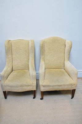 Lot 1061 - An Edwardian gentleman's and lady's wing back...