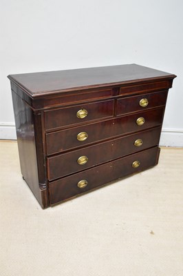 Lot 1130 - A 19th century mahogany chest of two short...
