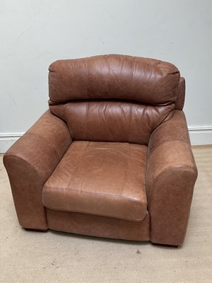Lot 1190 - A modern brown leather armchair, height 80cm,...