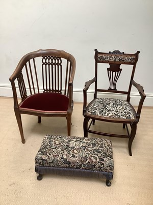 Lot 1105 - An Edwardian inlaid mahogany corner chair,...