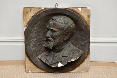 Lot 1386 - A plaster plaque of bearded gentleman,...