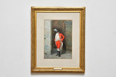 Lot 1674 - GUSTAVO SIMONI; watercolour, 'The Sentinal',...