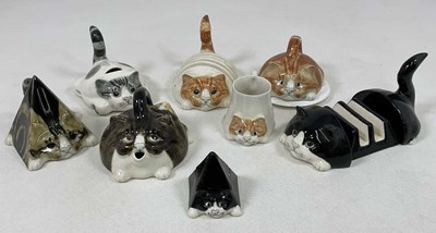 Lot 162 - MIKE HINTON; a collection of ceramic cat...