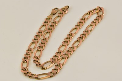 Lot 1242 - A 9ct yellow gold flat curb link chain, length...