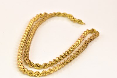 Lot 1243 - A 9ct yellow gold rope twist chain, length...