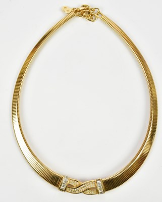 Lot 879 - CHRISTIAN DIOR; a gold tone vintage choker...