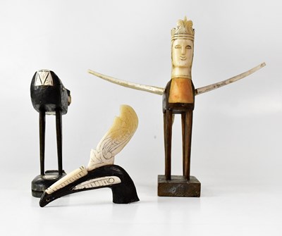 Lot 319 - Two circa 1900 Filipino wooden and bone...