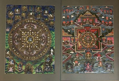 Lot 296 - Two large late 19th century Nepalese thangka,...