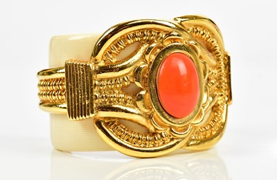 Lot 868 - ESCADA; a vintage 1980s large cream resin cuff,...