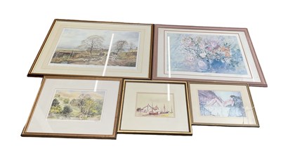 Lot 321 - A group of five decorative pictures and prints...