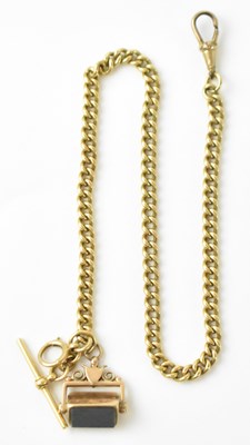 Lot 1235 - An 18ct yellow gold Albert chain, with 9ct...