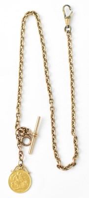 Lot 1241 - A 9ct rose gold Albert chain, length 40cm,...