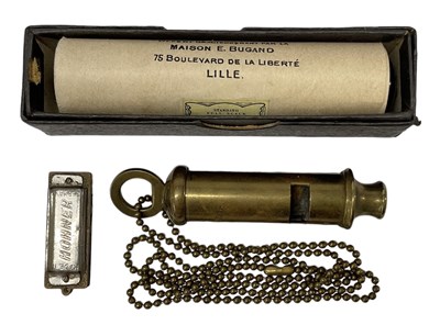 Lot 369 - A brass Metropolitan Police whistle on brass...