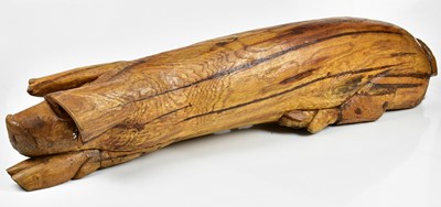 Lot 1149 - EDWARD 'TED' ROOCROFT (1918-1991); a large carved wooden sculpture in oak and yew, 'Pig el Greco Sow'.
