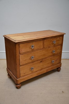 Lot 1043 - A Victorian pine chest of two short and two...