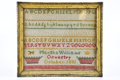 Lot 1552 - A 19th century sampler, Martha Williams,...