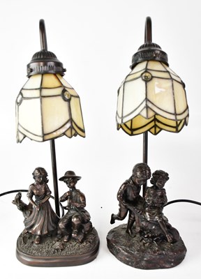 Lot 144 - Two bronzed resin figural lamp bases with...