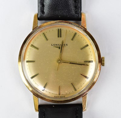 Lot 1318 - LONGINES; a 9ct gold cased gentlemen's manual...