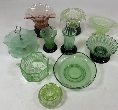 Lot 243 - A collection of green 1930s glass including...