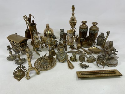 Lot 97 - A quantity of assorted brassware to include...