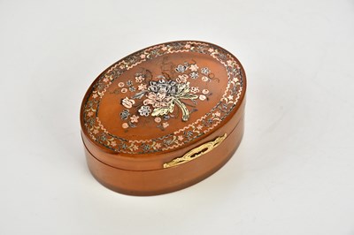 Lot 1396 - A 19th century oval horn jewellery box with...