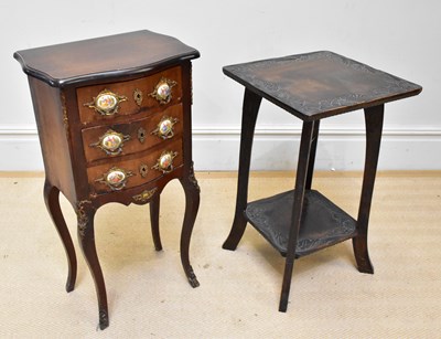 Lot 1200 - A French style serpentine fronted three drawer...