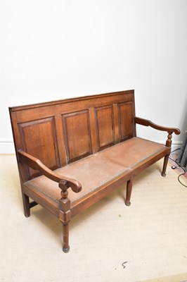 Lot 1158 - A 19th century crossbanded oak settle with...