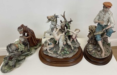 Lot 231 - CAPODIMONTE; three figure groups comprising a...