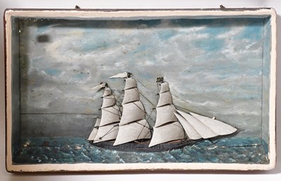 Lot 219 - A Victorian painted wooden ship diorama...