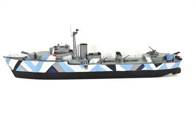 Lot 227 - A painted plastic model of a warship with...