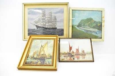 Lot 197 - Four mixed maritime themed paintings,...