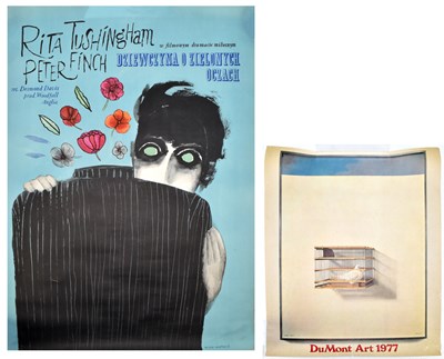 Lot 713 - AFTER CLAUDIO BRAVO; a poster, 'Du Mont Art 1977', 58.5 x 49cm, and a film poster after Mucha Ihnatowicz, for a Rita Tushingham and Peter Finch film, 84.5 x 58cm (2)