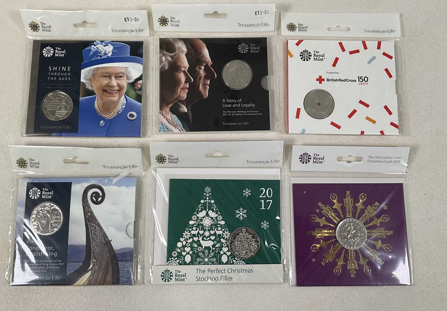 Lot 393 - ROYAL MINT; six uncirculated £5 coins,...