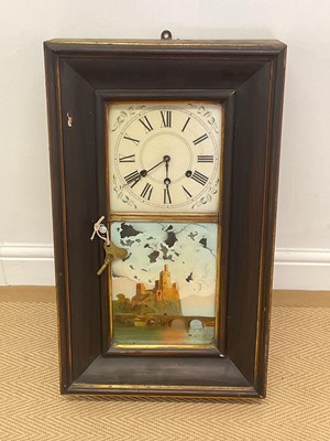 Lot 714 - An American rectangular wall clock, with Roman...