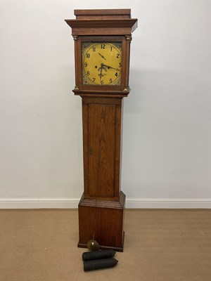 Lot 715 - An oak longcase clock with modern repainted...