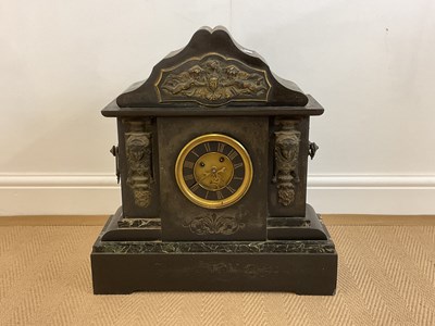 Lot 708 - A large late 19th century French black slate...