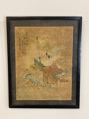 Lot 298 - A 19th century Chinese watercolour on fabric,...