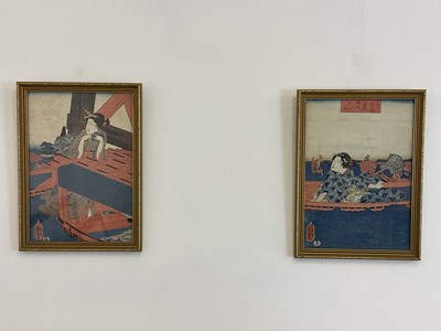 Lot 300 - Two Japanese woodblock prints, 35 x 24cm, both...