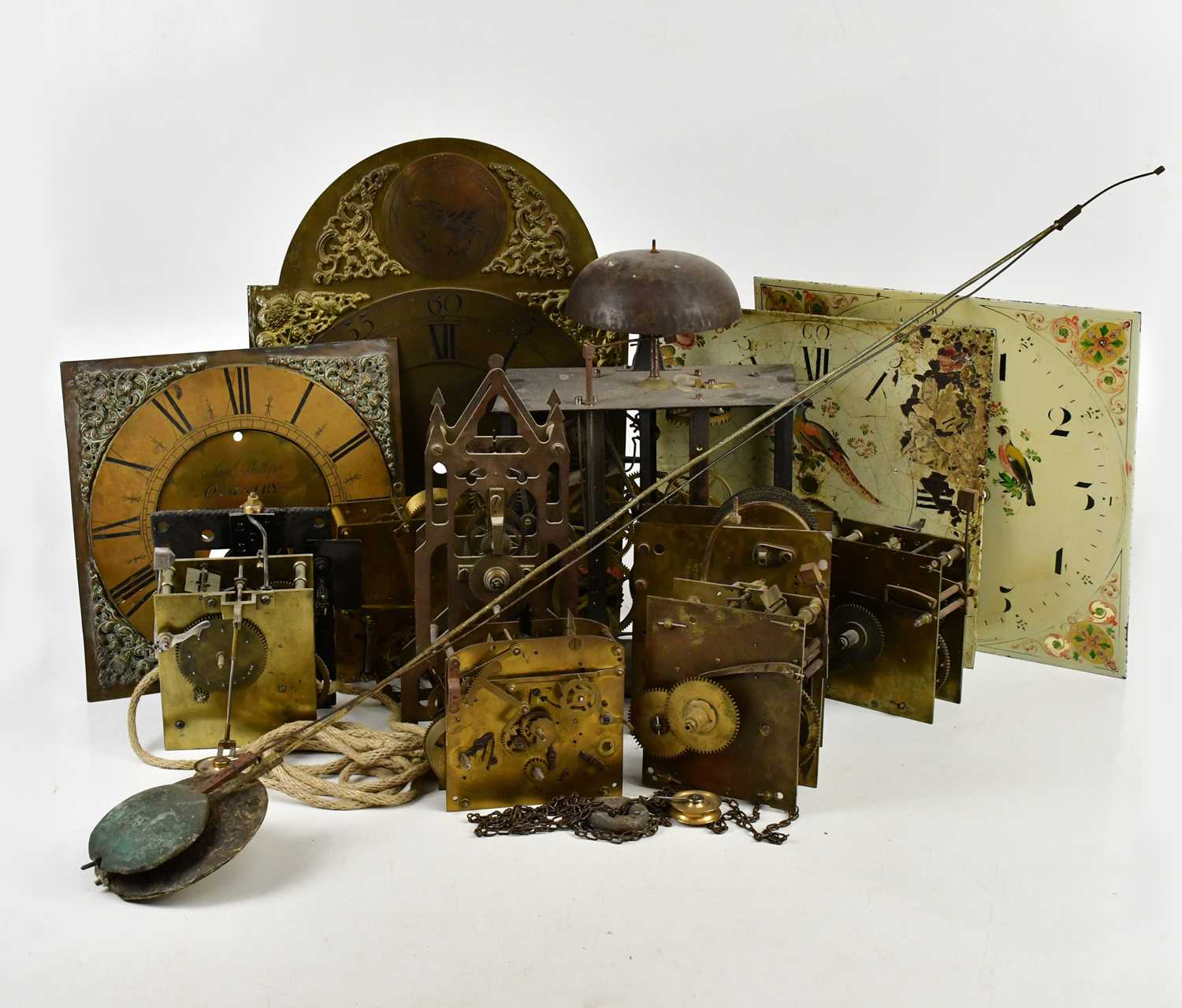Lot 1304 - A collection of longcase clock movements,...