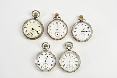Lot 671 - Five hallmarked silver cased crown wind open...
