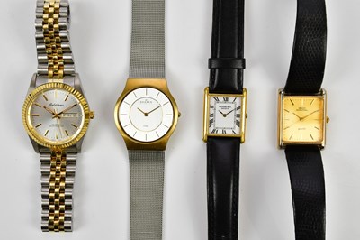 Lot 634 - RAYMOND WEIL; a gentleman's gold plated tank...
