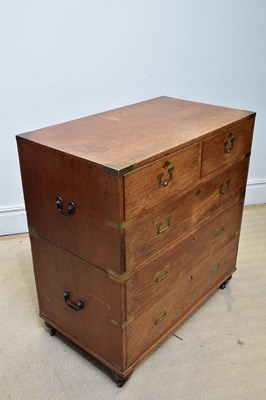 Lot 1001 - A late 19th century brass bound teak two...