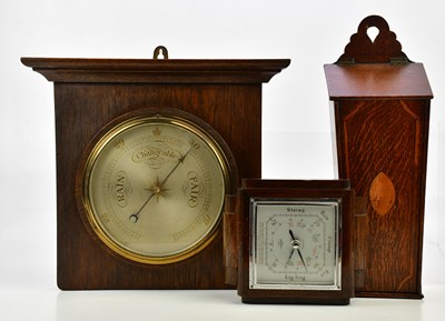 Lot 1419 - A 19th century inlaid oak candle box, height...