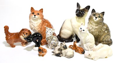 Lot 482 - BESWICK; six models of cats and kittens, to...