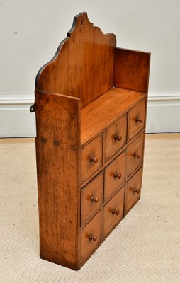 Lot 1152 - A 19th century fruitwood hanging spice cabinet...