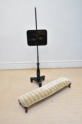 Lot 1113 - A Georgian ebonised pole screen, the...