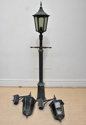 Lot 1529 - A Victorian style black metal street lamp,...