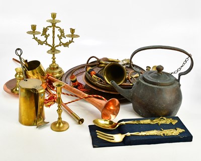 Lot 1583 - A collection of metalware, to include a copper...