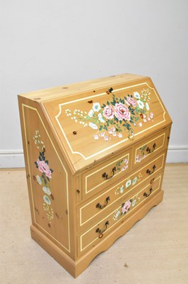 Lot 1189 - A modern painted pine bureau, the fall front...